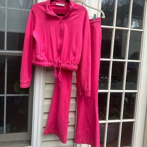 Rivir Simple Day Knit Cropped Track Jacket and Flare Pants Set, M